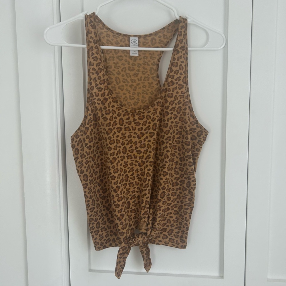 Cheetah Print Tie Front Tank Top